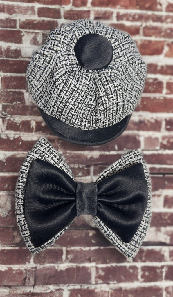 Monochrome Luxe Hat & Bow Set