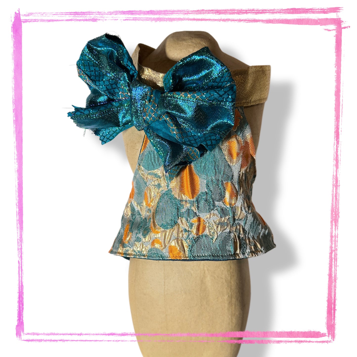 Aurora Teal Shimmer Halter Top w/Bow