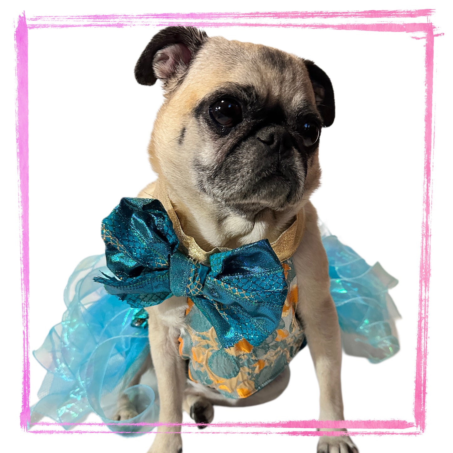 Aurora Teal Shimmer Halter Top w/Bow