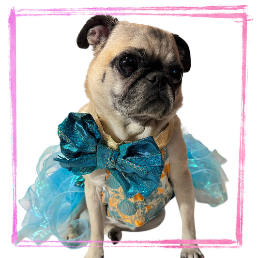 Aurora Teal Shimmer Halter Top w/Bow