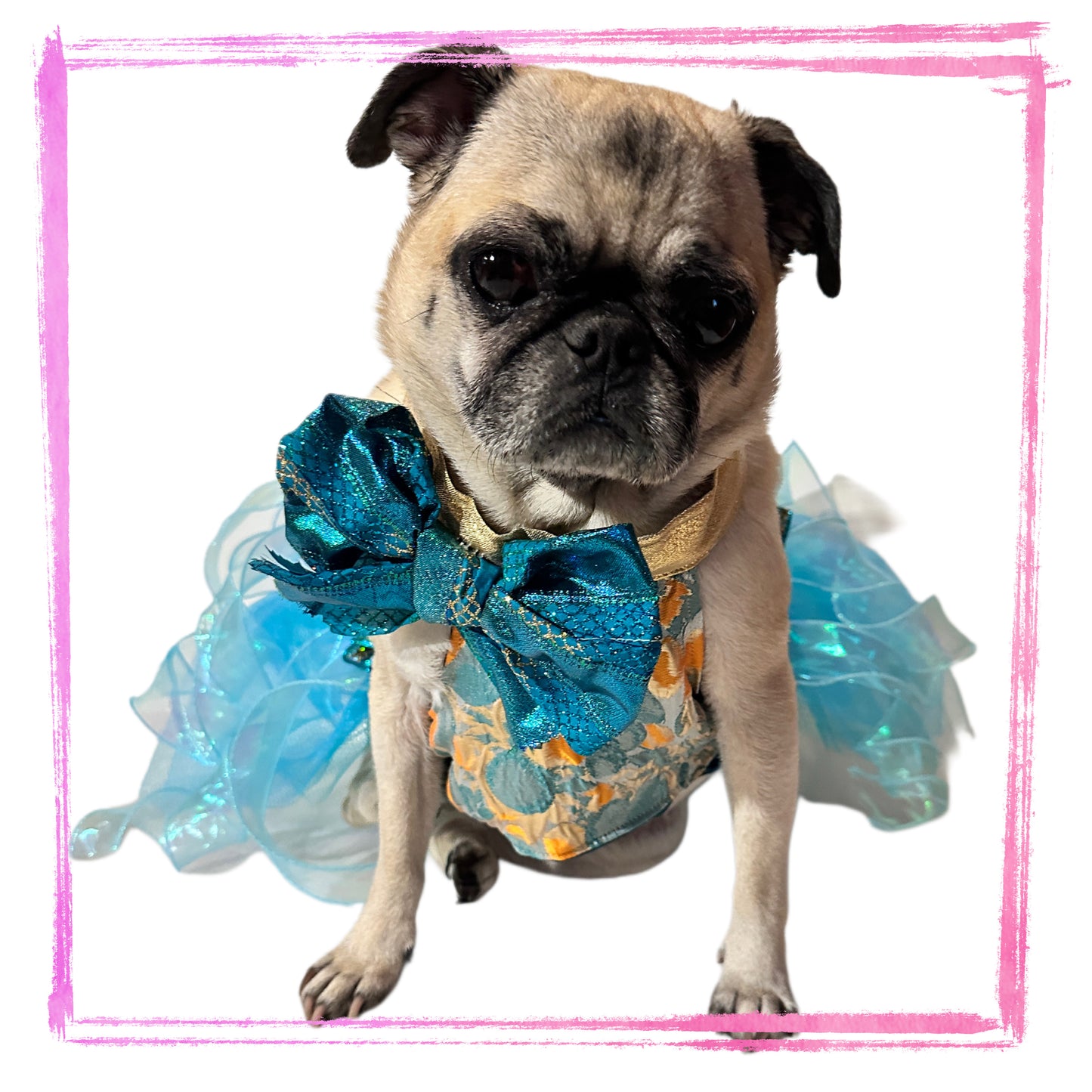Aurora Teal Shimmer Halter Top w/Bow